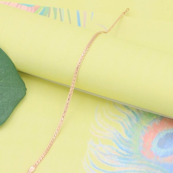 "Minimal Chain Rose Gold Bracelet in High Polish Finish, XPBL1085 - Picture 3 of 13